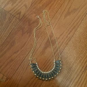 Lovely grey and gold necklace with faux pearls
